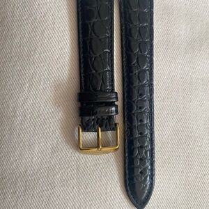 Elegant Black Leather Strap with Gold Buckle